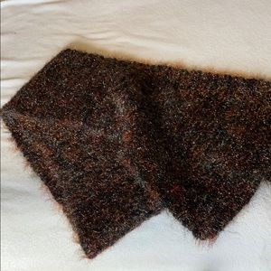 Metallic Thread Black and Orange Scarf